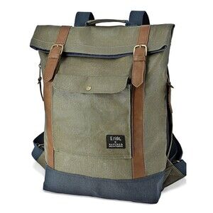 G. Ride France Roll Top Khaki Green Canvas Backpack